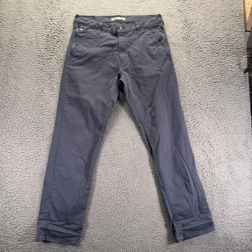 Signature by Levi Pant Mens 34x34 Blue Cotton Chino Straight Preppy Business